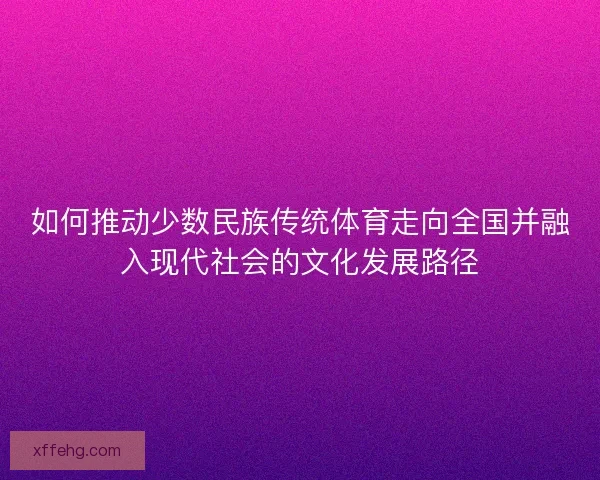 如何推动少数民族传统体育走向全国并融入现代社会的文化发展路径